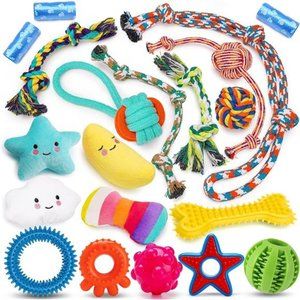 20Pack Luxury Puppy Toys for Teething, Cute Small Dog Toys with Rubber Puppy Toy